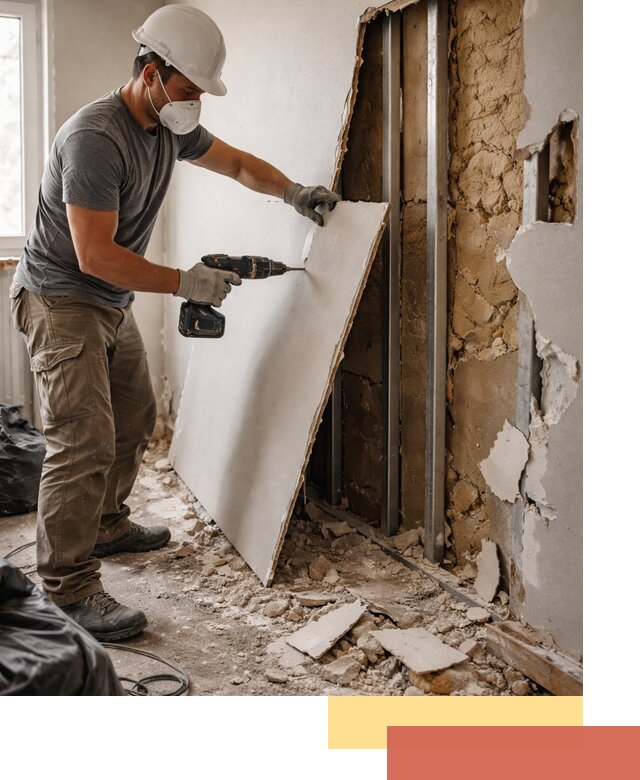 Демонтаж гипсокартона со стен в Сарапуле качественно и быстро