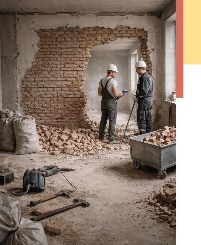 Демонтаж кирпичных стен в Сарапуле от 4336 руб. — быстро, недорого, под ключ | ОТДЕЛОЧНИК-Срл