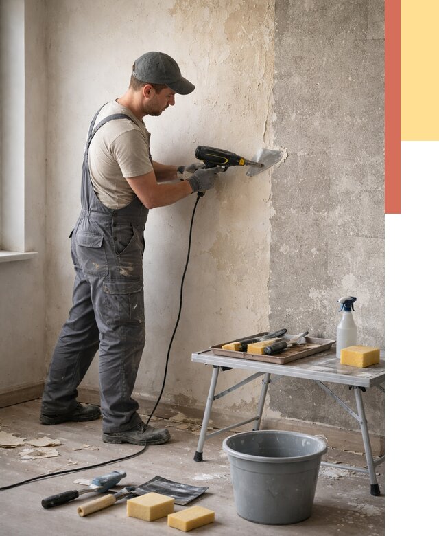 Очистка стен от клея в Сарапуле от 1910 руб. — снятие и удаление клея со стен | ОТДЕЛОЧНИК-Срл