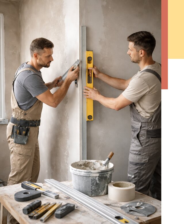 Выведение углов стен в Сарапуле от 1910 руб. быстро и недорого | ОТДЕЛОЧНИК-Срл