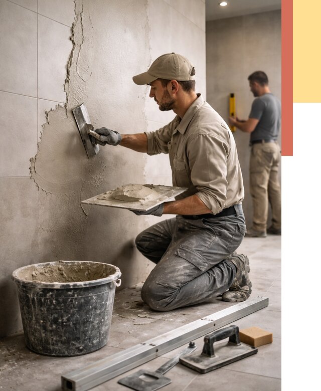 Штукатурка стен в ванной в Сарапуле от 4646 руб./м² — выравнивание под ключ | ОТДЕЛОЧНИК-Срл