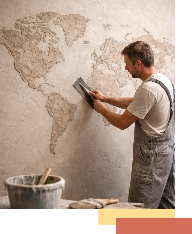 Декоративная штукатурка «Карта мира» под ключ в Сарапуле