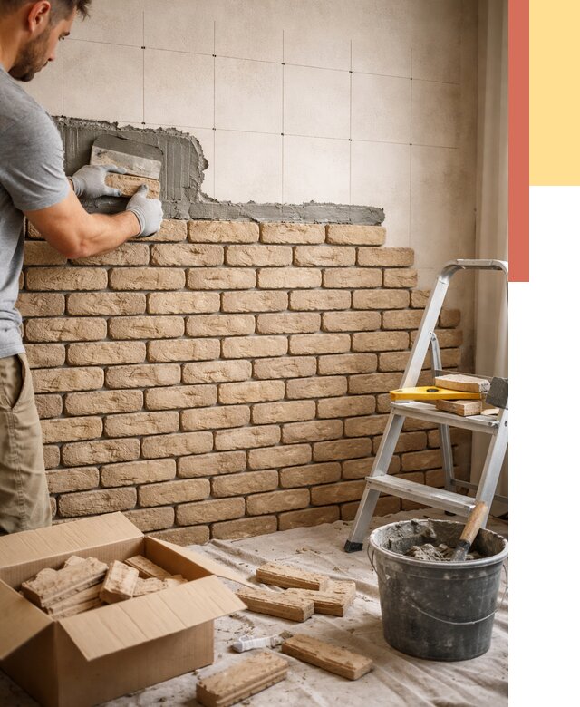 Монтаж декоративного кирпича в Сарапуле от 3304 руб./м² — быстро и недорого | ОТДЕЛОЧНИК-Срл