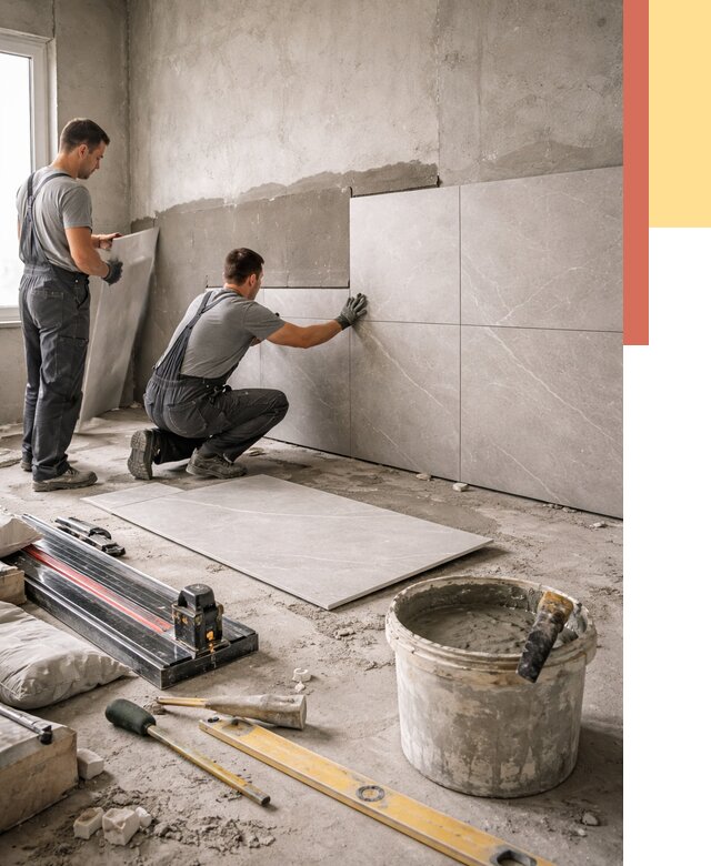 Облицовка стен керамогранитом в Сарапуле от 4336 руб./м² — услуги под ключ | ОТДЕЛОЧНИК-Срл