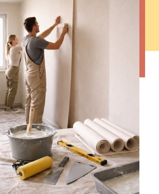 Поклейка бумажных обоев в Сарапуле от 5678 руб./м2 — быстро и недорого | ОТДЕЛОЧНИК-Срл