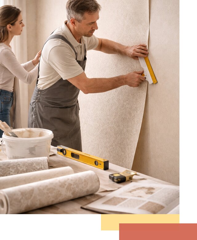 Поклейка обоев с подбором рисунка в Сарапуле