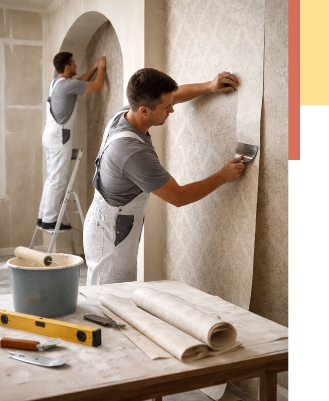 Поклейка обоев на сложные стены в Сарапуле от 2891 руб. под ключ | ОТДЕЛОЧНИК-Срл