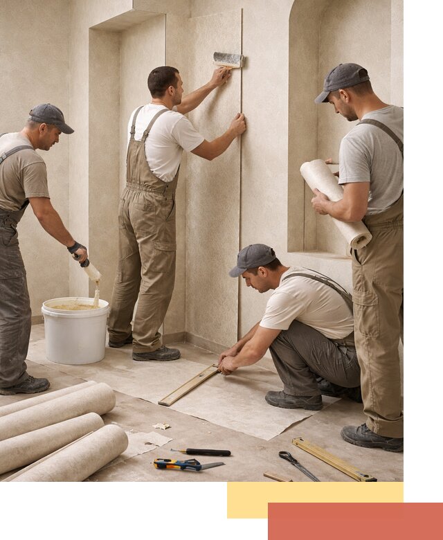 Поклейка обоев на сложные стены и неровные поверхности в Сарапуле