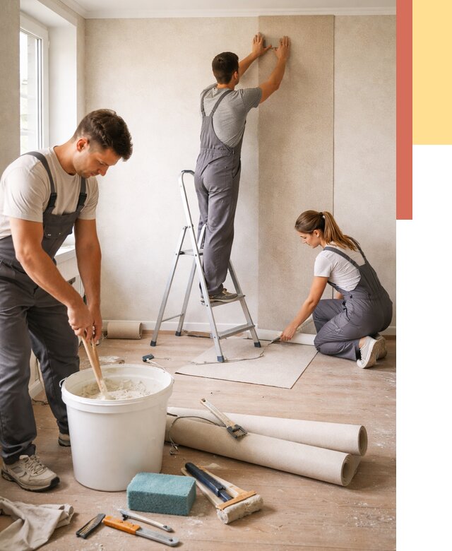 Оклейка стен обоями в Сарапуле от 3613 руб/м2 — быстро и недорого | ОТДЕЛОЧНИК-Срл