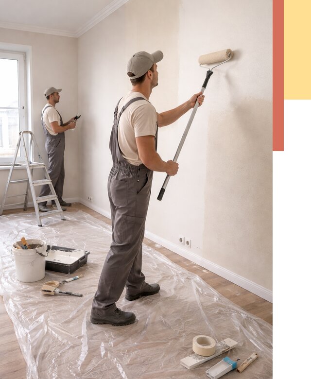 Покраска стен акриловой краской в Сарапуле от 3613 руб./м² — быстро и недорого | ОТДЕЛОЧНИК-Срл