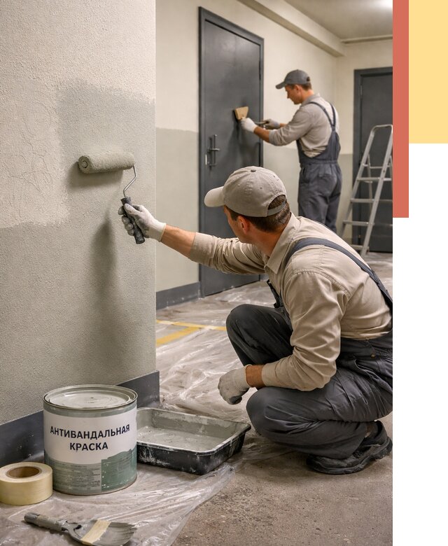Покраска стен антивандальной краской в Сарапуле от 4646 руб./м² под ключ | ОТДЕЛОЧНИК-Срл