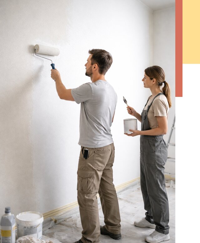 Окраска стен по стеклохолсту в Сарапуле от 4646 руб/м² под ключ | ОТДЕЛОЧНИК-Срл