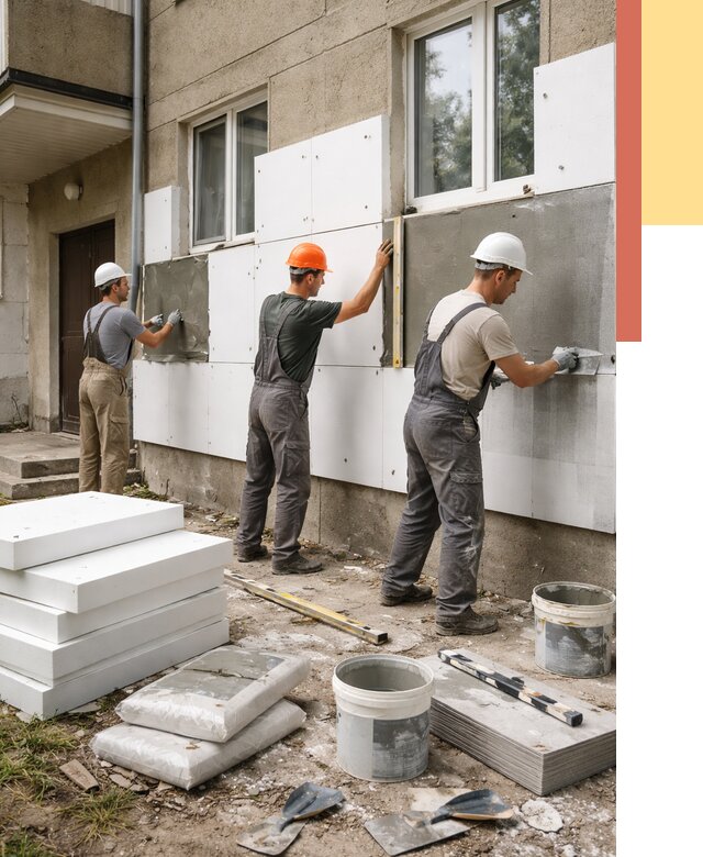 Утепление стен пенопластом в Сарапуле от 1807 руб. — недорого и под ключ | ОТДЕЛОЧНИК-Срл