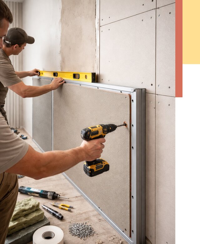 Шумоизоляция стен панелями ЗИПС в Сарапуле от 2271 руб./м² под ключ | ОТДЕЛОЧНИК-Срл