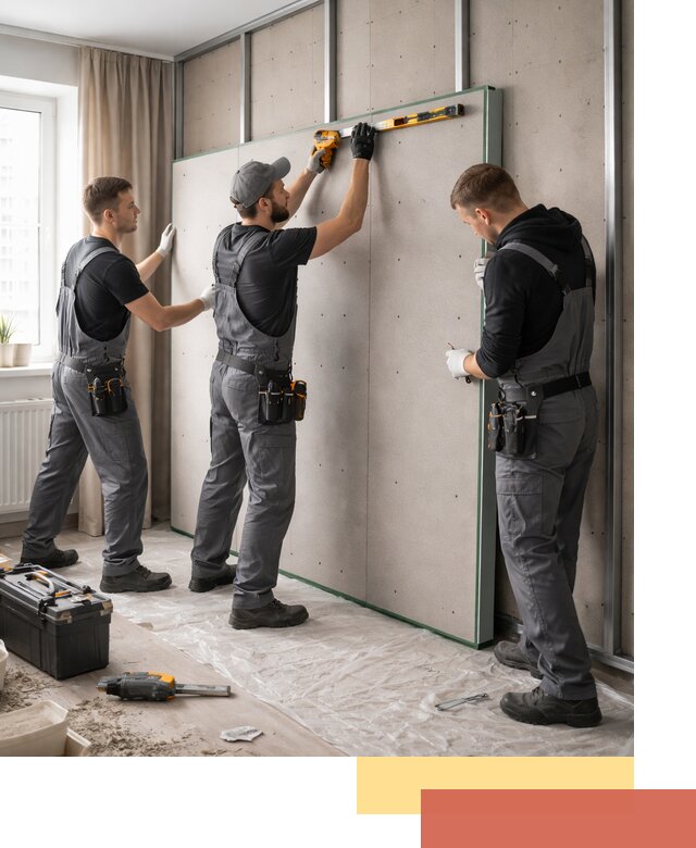 Шумоизоляция стен панелями ЗИПС в Сарапуле для жилых и коммерческих помещений