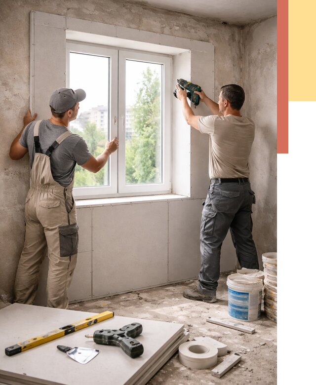 Монтаж откосов из гипсокартона в Сарапуле от 4646 руб. под ключ | ОТДЕЛОЧНИК-Срл