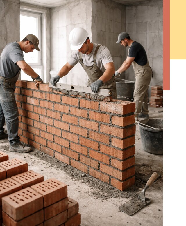 Кладка перегородок из кирпича в Сарапуле от 3613 руб. за м² | ОТДЕЛОЧНИК-Срл