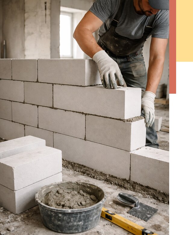 Кладка перегородок из силикатного блока в Сарапуле от 4130 руб. под ключ | ОТДЕЛОЧНИК-Срл