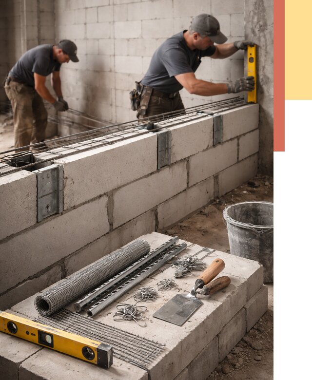 Армирование кладки перегородок в Сарапуле от 774 руб. под ключ | ОТДЕЛОЧНИК-Срл