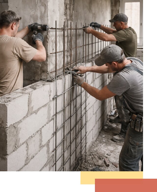 Армирование кладки перегородок в Сарапуле профессионально и надёжно