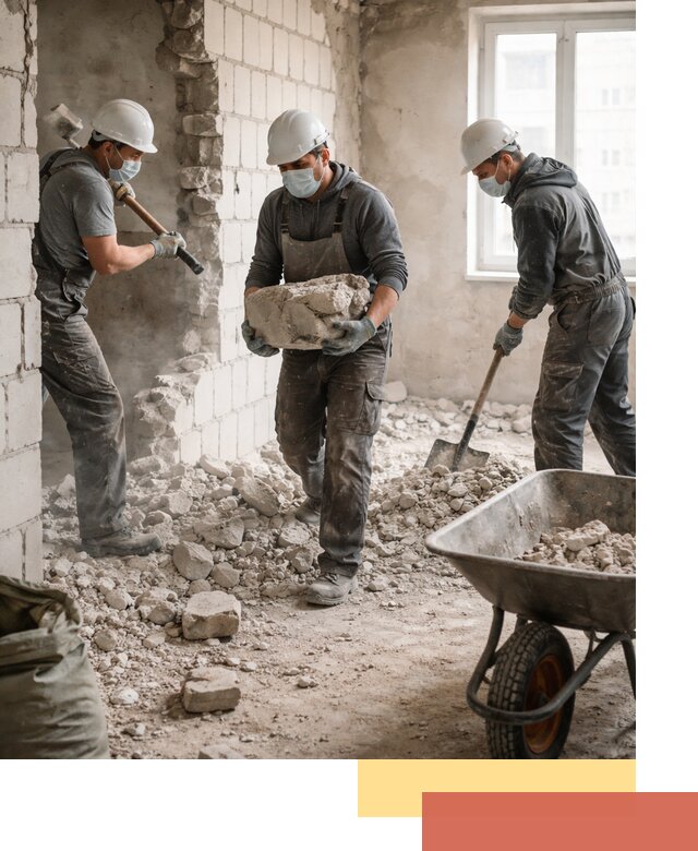 Демонтаж блочных перегородок в Сарапуле быстро и аккуратно