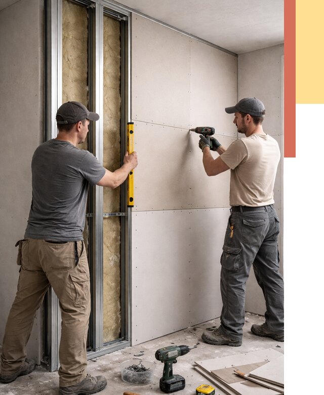 Монтаж двухслойной перегородки из гипсокартона в Сарапуле от 1497 руб. | ОТДЕЛОЧНИК-Срл