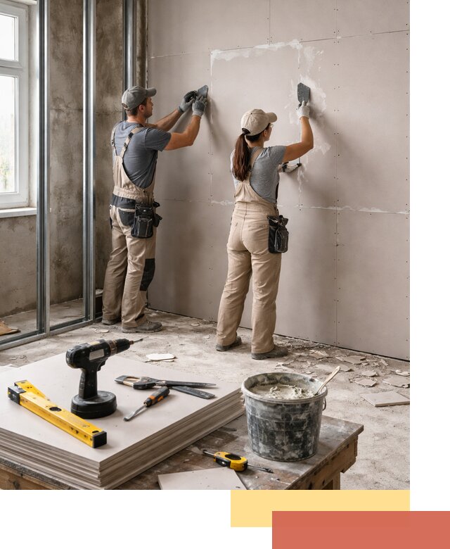 Монтаж двухслойной перегородки из гипсокартона в Сарапуле