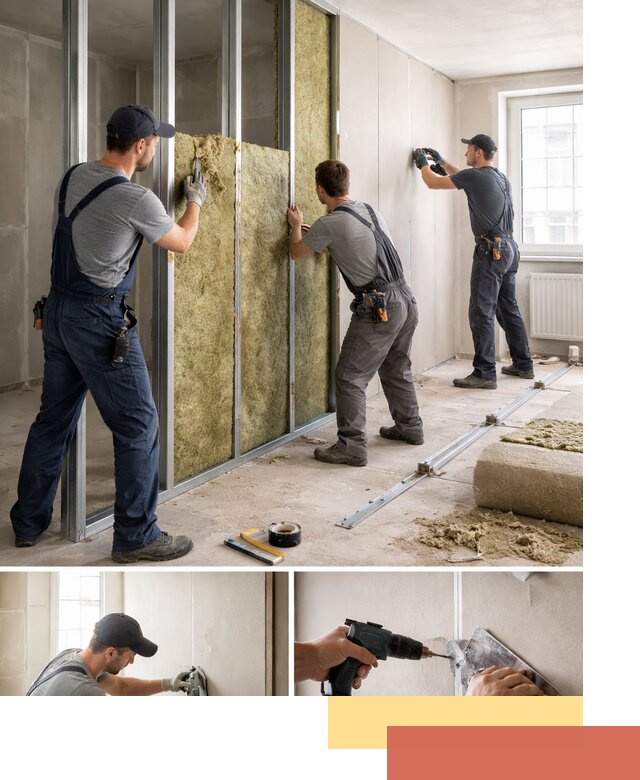 Перегородка из гипсокартона с шумоизоляцией в Сарапуле — монтаж под ключ