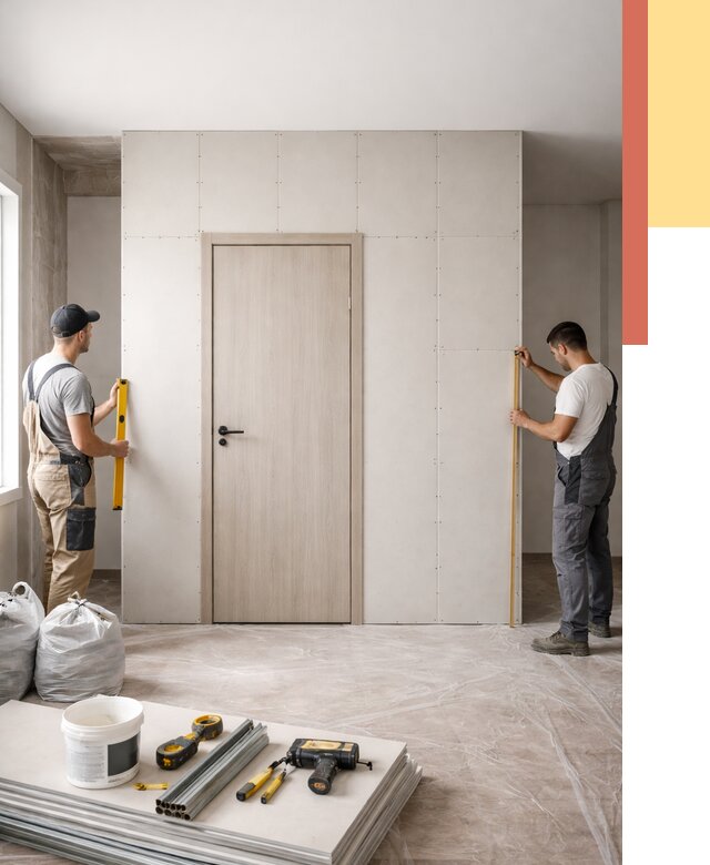 Перегородка из гипсокартона с дверью в Сарапуле от 4646 руб. под ключ | ОТДЕЛОЧНИК-Срл