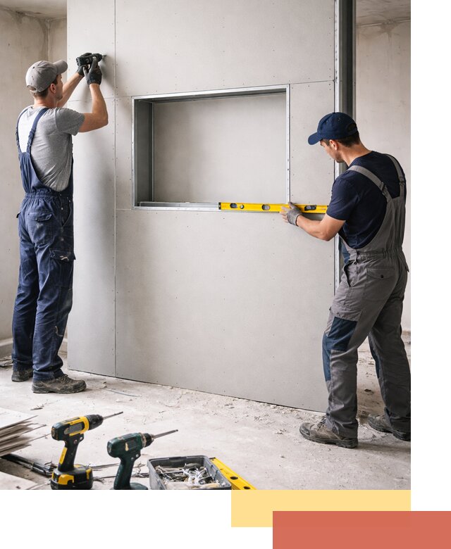 Перегородка из гипсокартона с нишей под декор в Сарапуле