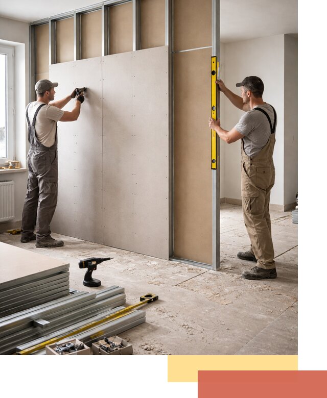 Зонирующая перегородка из гипсокартона под ключ в Сарапуле