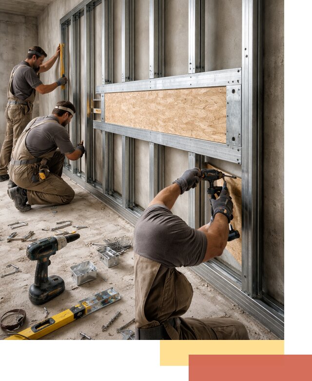 Усиленная перегородка для крепления тяжёлых конструкций в Сарапуле