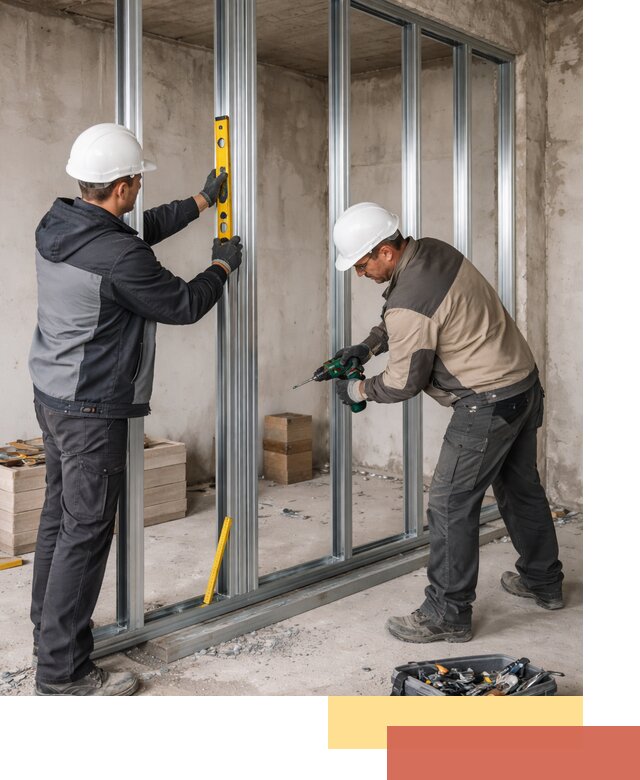 Монтаж каркаса перегородки из профиля в Сарапуле