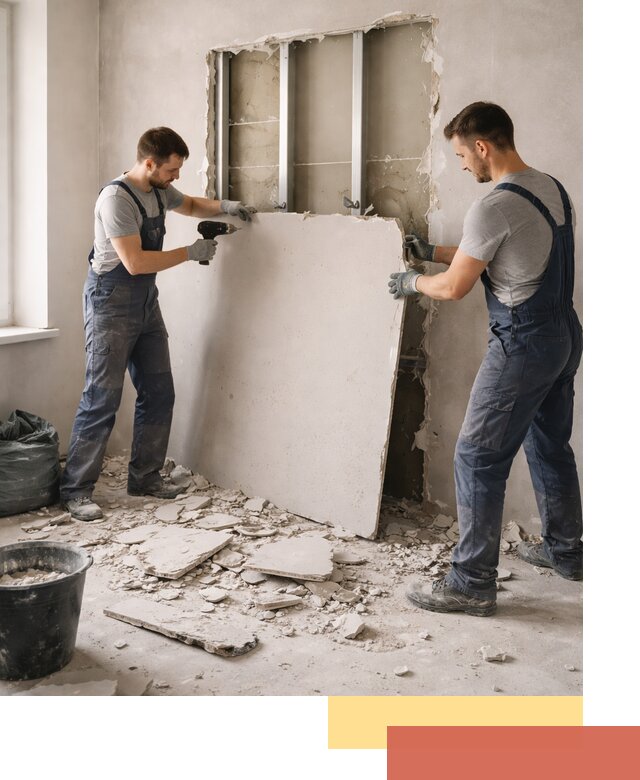 Демонтаж перегородки из гипсокартона в Сарапуле быстрый и аккуратный