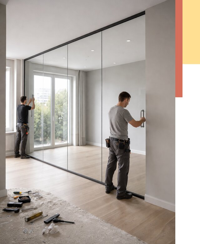 Изготовление стеклянных перегородок в Сарапуле от 12750 руб. под ключ | ОТДЕЛОЧНИК-Срл