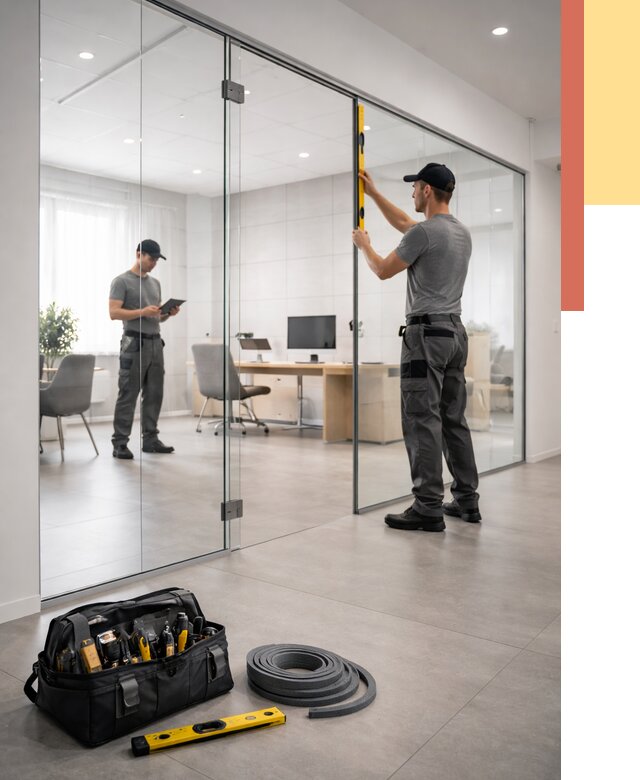 Цельностеклянные перегородки под ключ в Сарапуле от 9808 руб. — монтаж и цены | ОТДЕЛОЧНИК-Срл