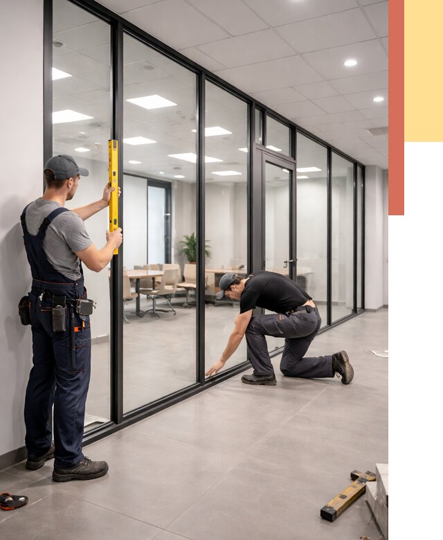 Каркасные стеклянные перегородки в Сарапуле под ключ от 9498 руб. | ОТДЕЛОЧНИК-Срл