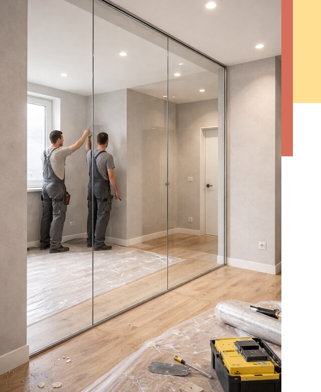 Безрамные стеклянные перегородки в Сарапуле — монтаж от 9808 руб. | ОТДЕЛОЧНИК-Срл