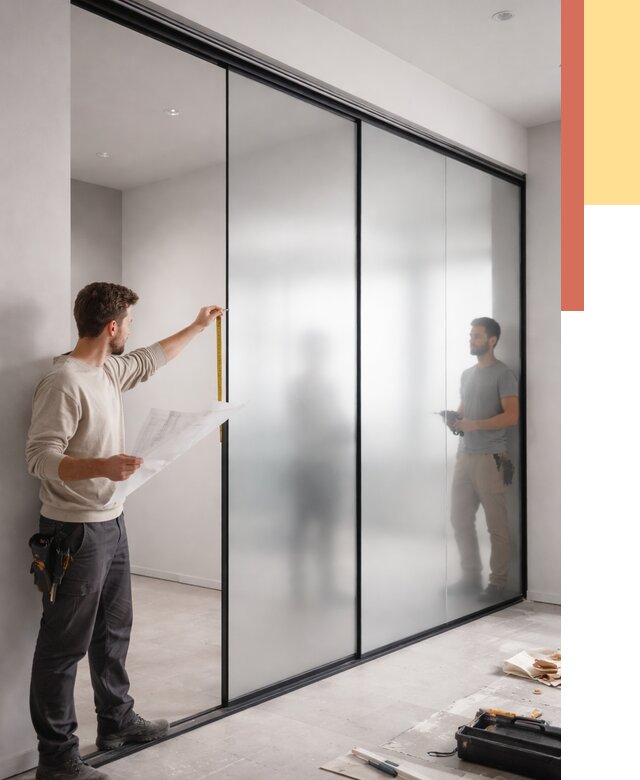 Матовые стеклянные перегородки в Сарапуле от 8775 руб. — монтаж и установка | ОТДЕЛОЧНИК-Срл