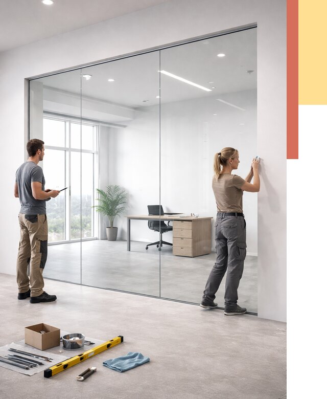 Перегородки из закаленного стекла в Сарапуле от 9808 руб. под ключ | ОТДЕЛОЧНИК-Срл