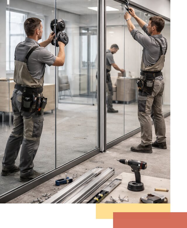 Стеклянные офисные перегородки под ключ в Сарапуле