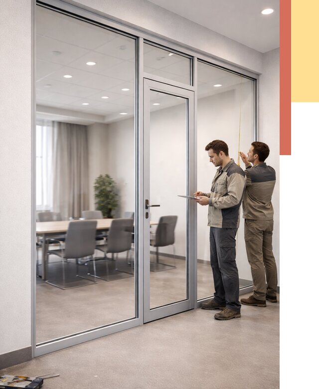 Установка и монтаж алюминиевых перегородок со стеклом в Сарапуле от 8466 руб. | ОТДЕЛОЧНИК-Срл