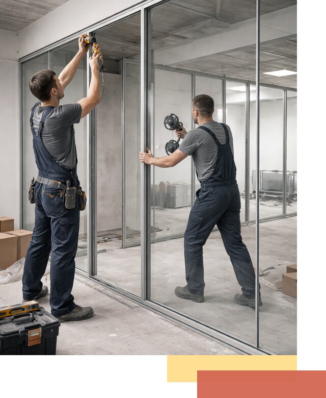 Алюминиевые перегородки со стеклом в Сарапуле — изготовление и монтаж