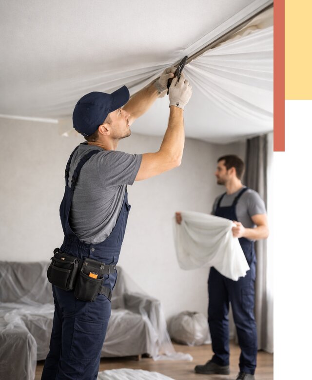 Демонтаж натяжного потолка в Сарапуле от 4646 руб. — снятие и разбор под ключ | ОТДЕЛОЧНИК-Срл