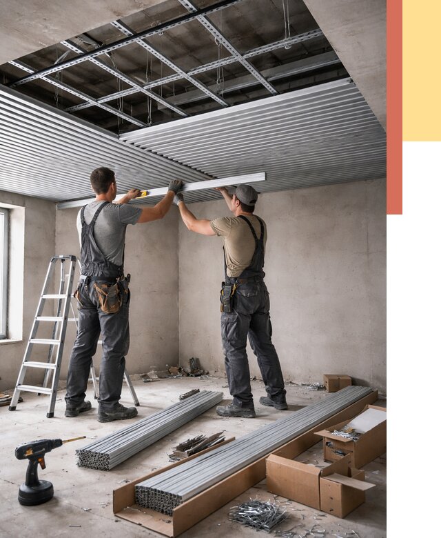 Монтаж реечного потолка в Сарапуле от 4646 руб. под ключ | ОТДЕЛОЧНИК-Срл