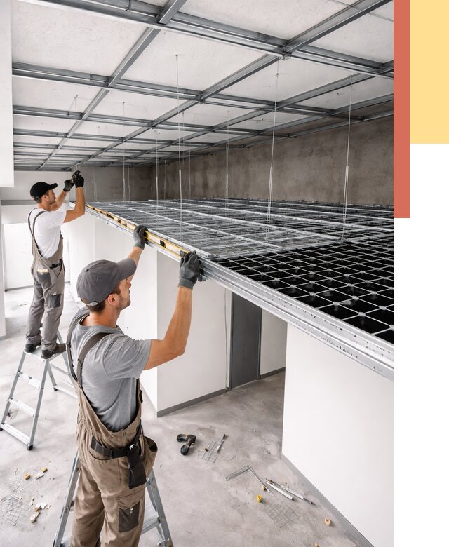 Монтаж потолка грильято в Сарапуле от 465 руб./м² — быстрая сборка под ключ | ОТДЕЛОЧНИК-Срл