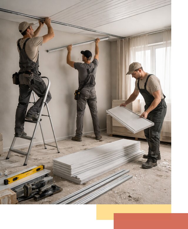 Монтаж потолка из ПВХ панелей в Сарапуле оперативно и качественно