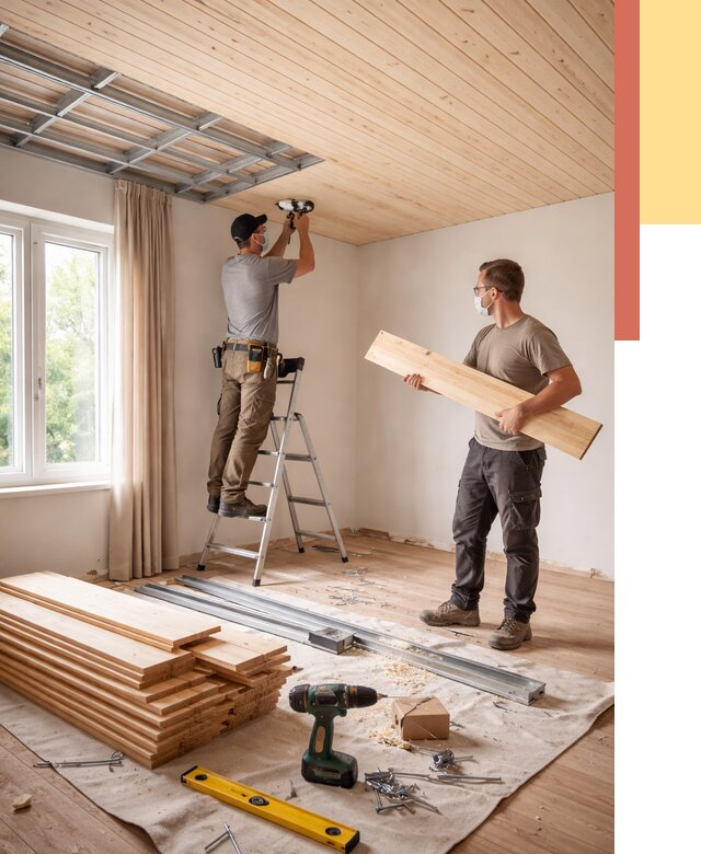 Монтаж потолка из вагонки в Сарапуле от 6711 руб. | Быстро и недорого — ОТДЕЛОЧНИК-Срл