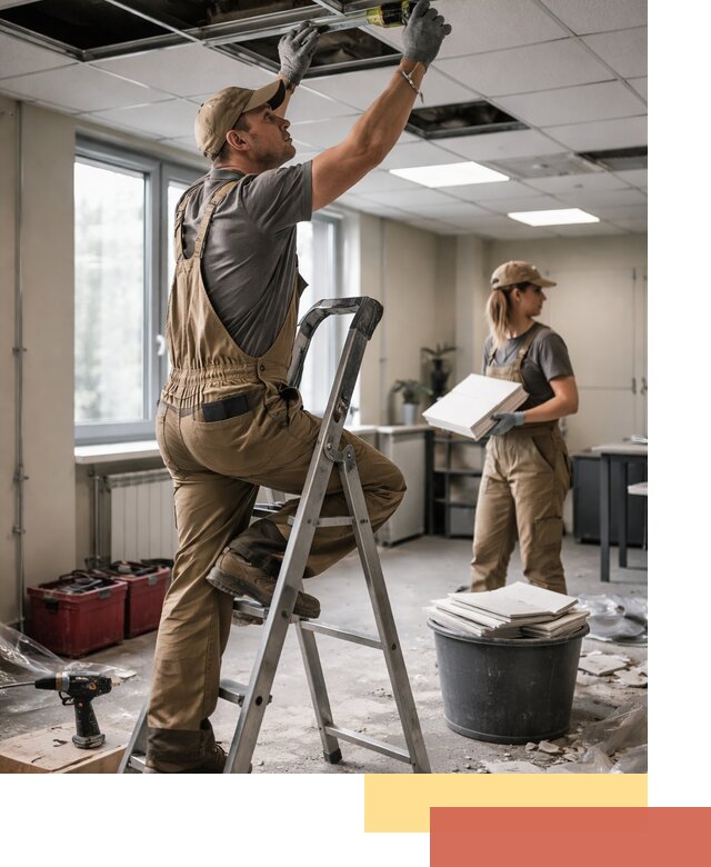 Ремонт потолка Армстронг и замена плит в Сарапуле