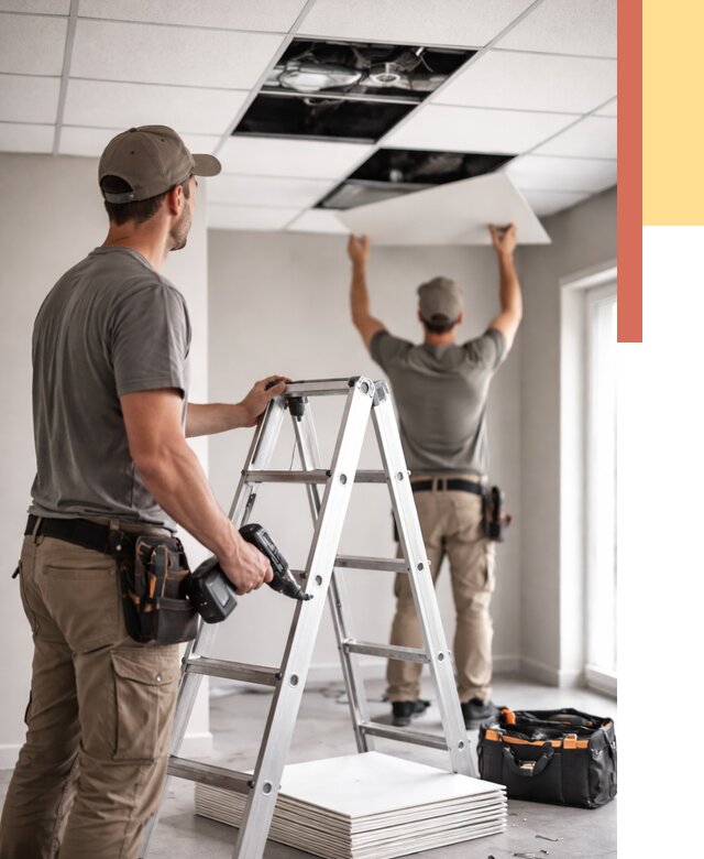 Обслуживание подвесного потолка в Сарапуле от 3613 руб. — быстро и недорого | ОТДЕЛОЧНИК-Срл